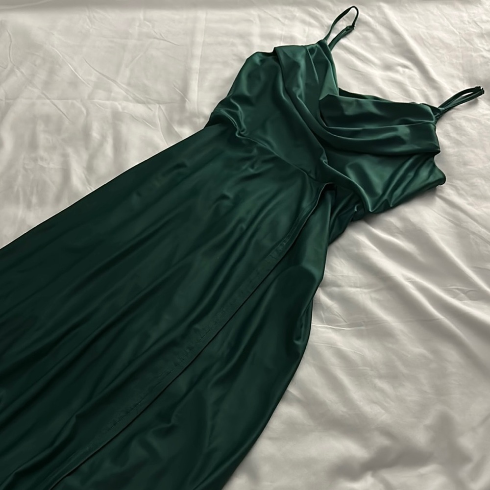 Elegant Green Satin Dress
